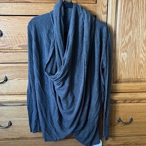 Gray Cowl Neck Sweater with Soft Knit Fabric